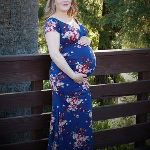 Navy Floral Maternity Dress